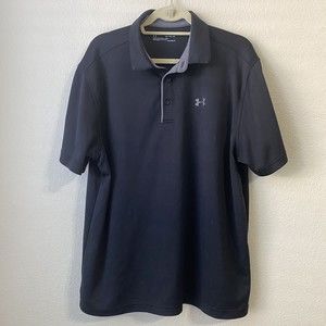 Under Armour Mens Shirt Size XL Loose Heatgear Black Polo Short Sleeve